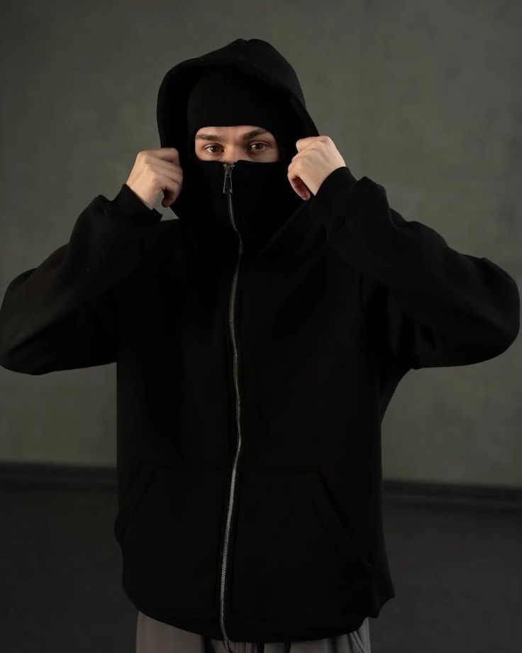Men's Full Sleeves Zipper Hoodie with Mask